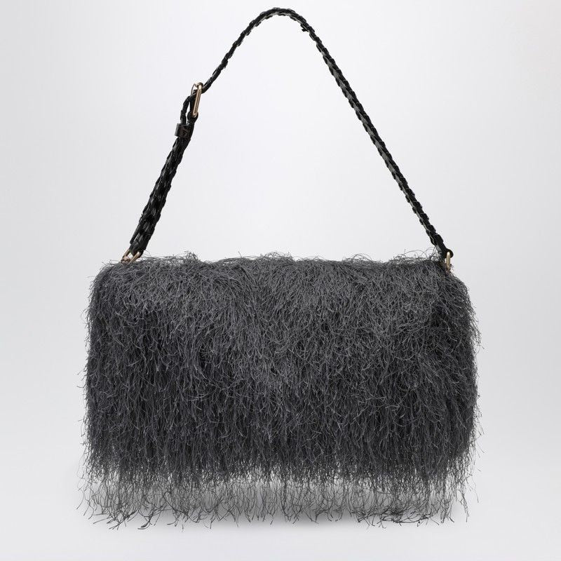 DARK GRAY FRINGED BAG