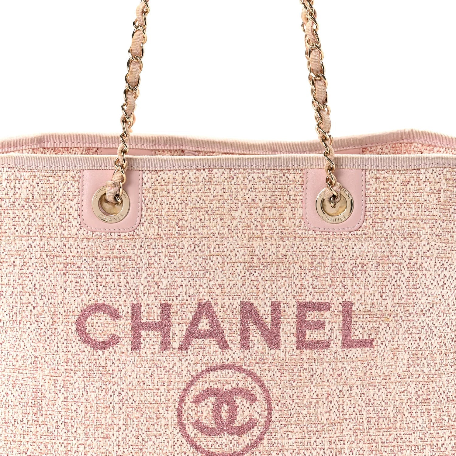 Straw Lurex Small Deauville Tote Pink