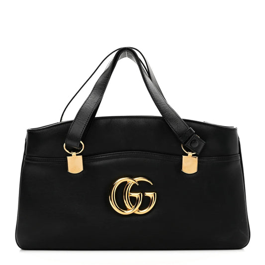 Vitello Palmellato Lux Large Arli Top Handle Bag Black