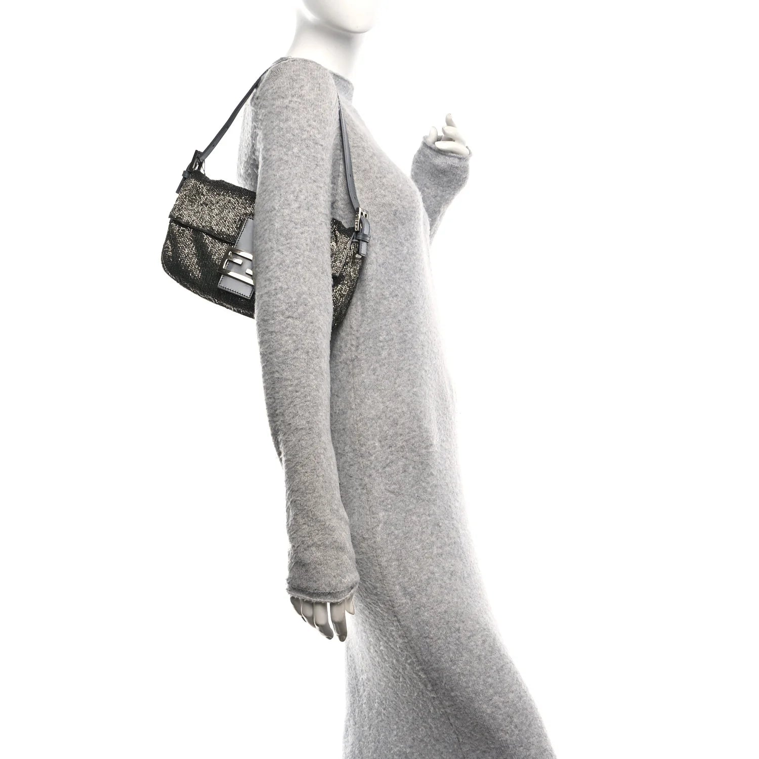 Sequin Beaded Baguette Grey