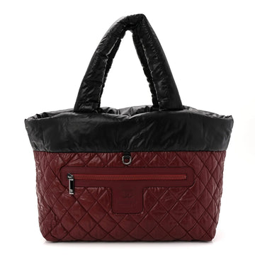Nylon Quilted Medium Coco Cocoon Reversible Tote Black