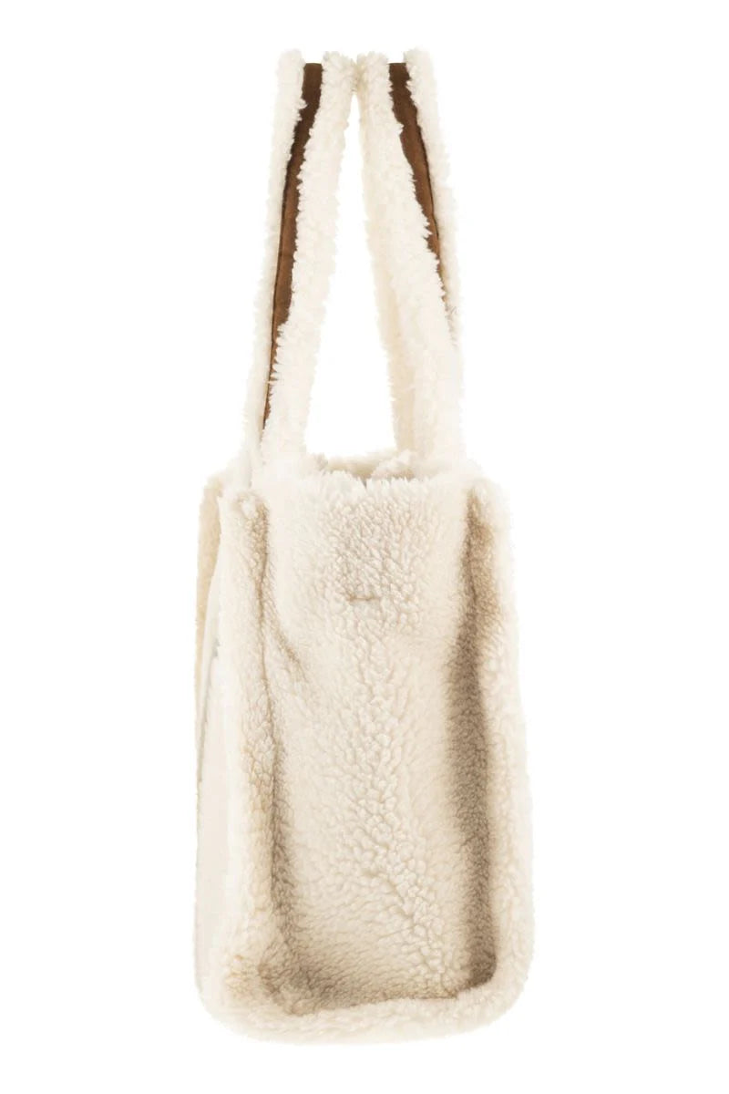 COLETTE TEDDY - SHERPA HANDBAG with LOGO
