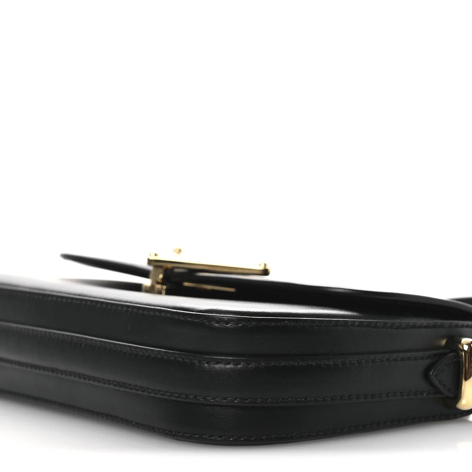 Soft Calfskin Metal Triangle Logo Flap Shoulder Bag Black