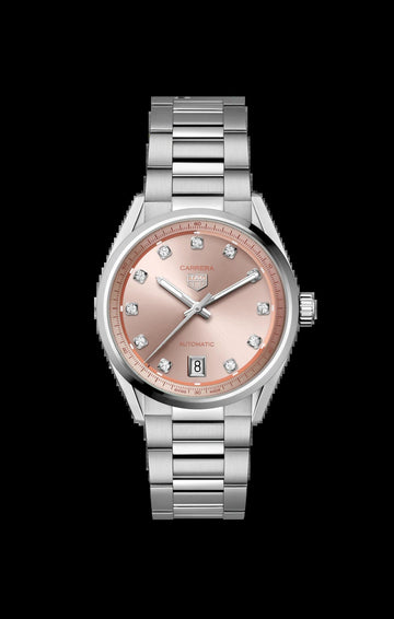 Unworn  Carrera Calibre 7 Date, Stainless Steel Set with Diamonds, 36Mm, Ref# WBN231D.BA0001, Box & Papers