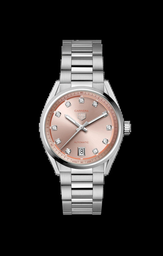 Unworn  Carrera Calibre 7 Date, Stainless Steel Set with Diamonds, 36Mm, Ref# WBN231D.BA0001, Box & Papers