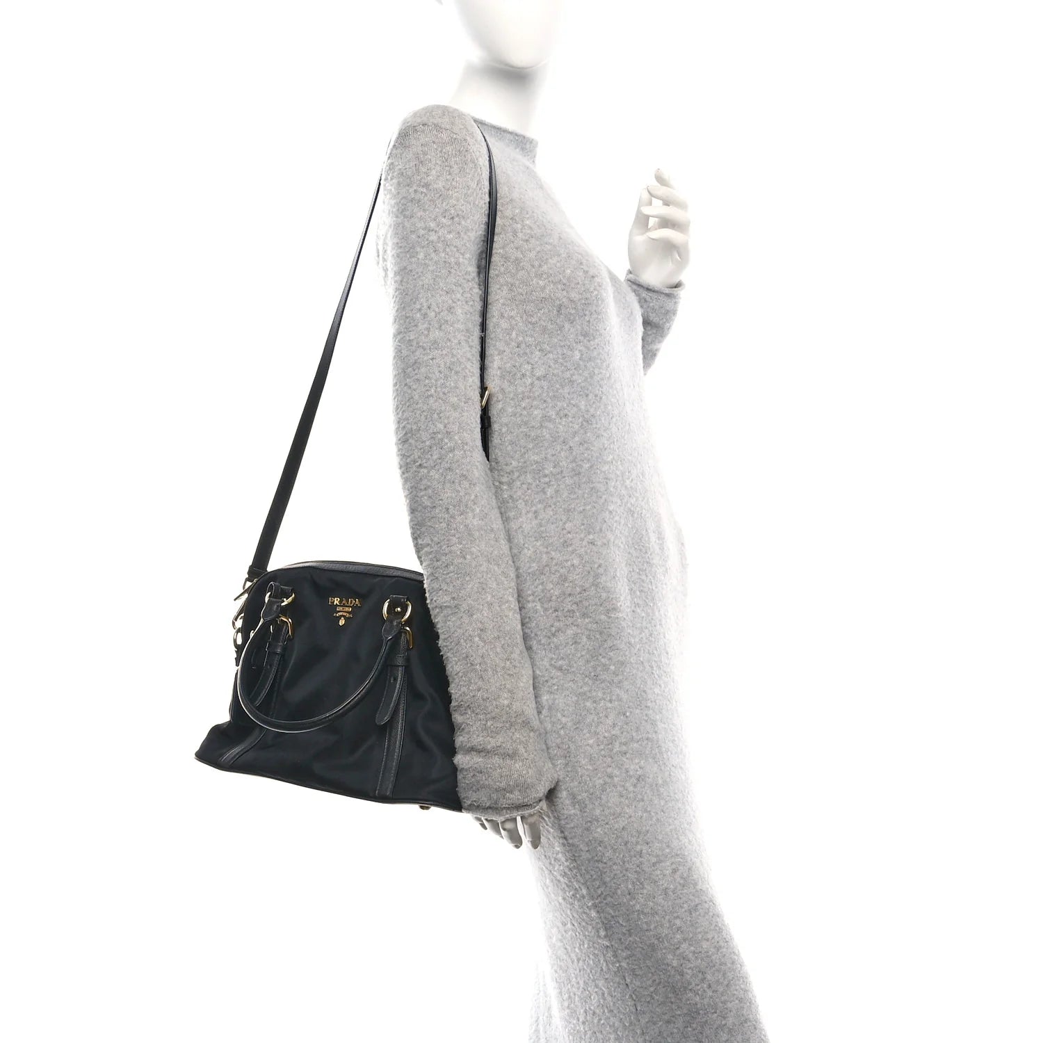 Tessuto Nylon Saffiano Small Tote Black