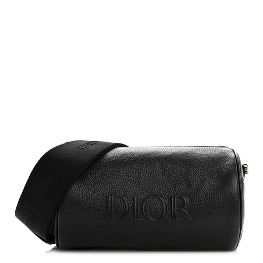 HOMME Grained Calfskin Mens Roller Messenger Black