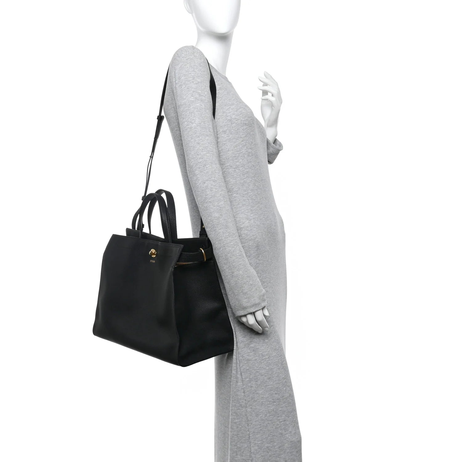 Grainy Calfskin Nova Check Small Cotswolds Tote Black