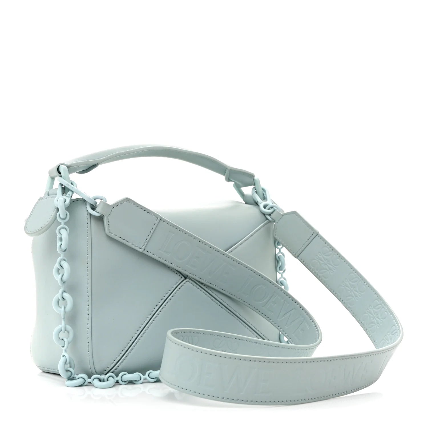 Grained Calfskin Small Puzzle Bag Aquamarine