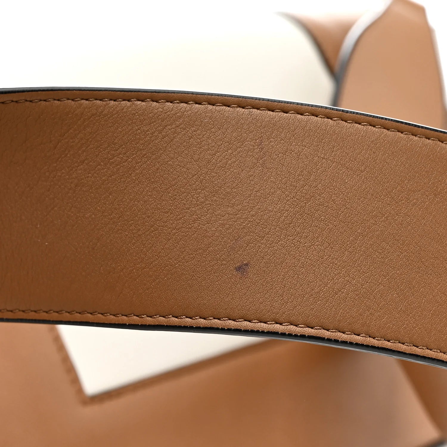 Shiny Smooth Calfskin Medium Frame Shoulder Bag Tan Optic White