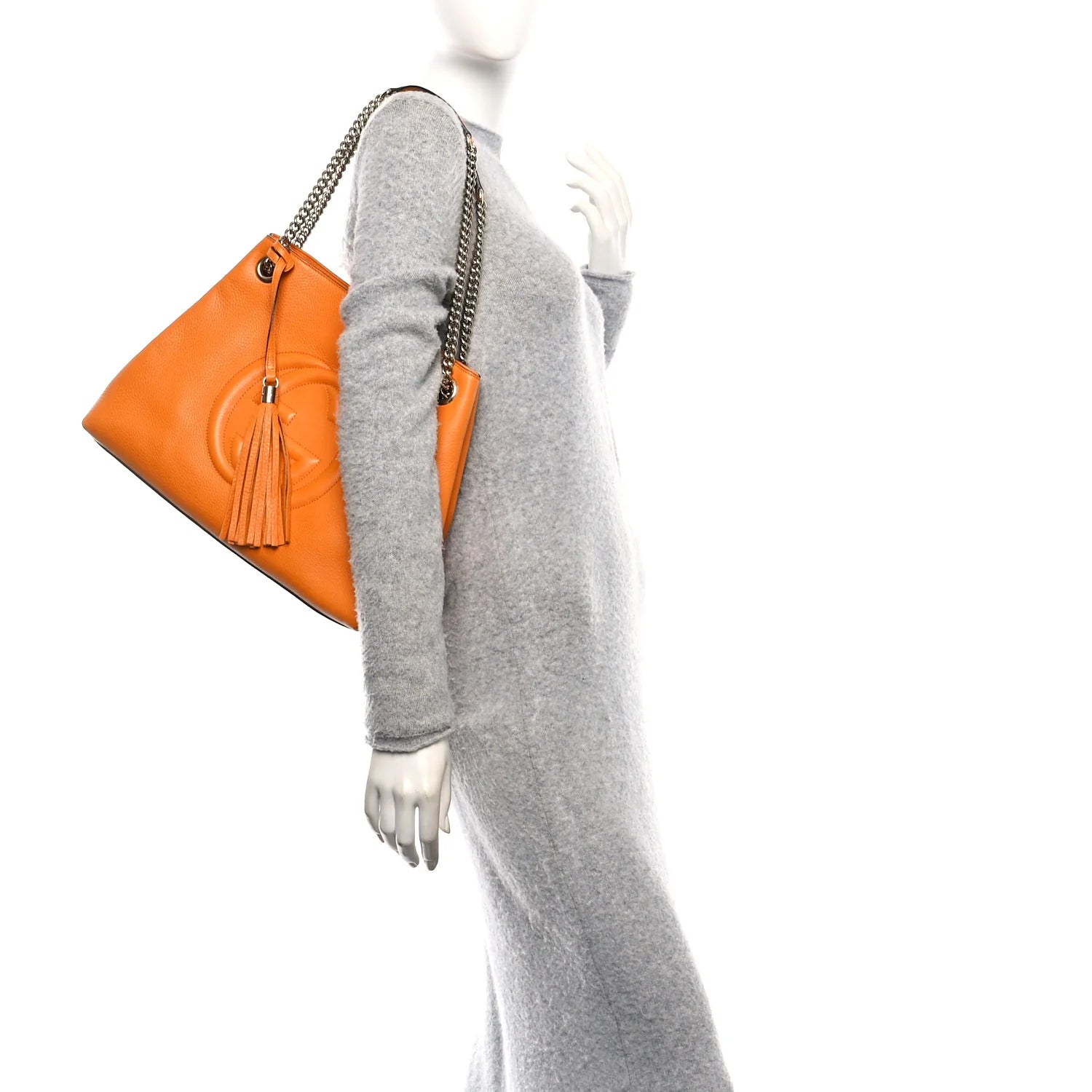 Pebbled Calfskin Medium Soho Chain Shoulder Bag Curcuma