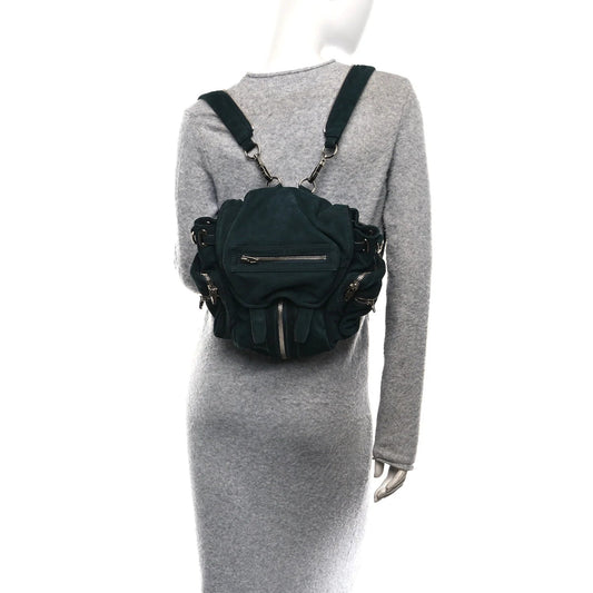 Nubuck Mini Marti Backpack Green Rhodium Hardware