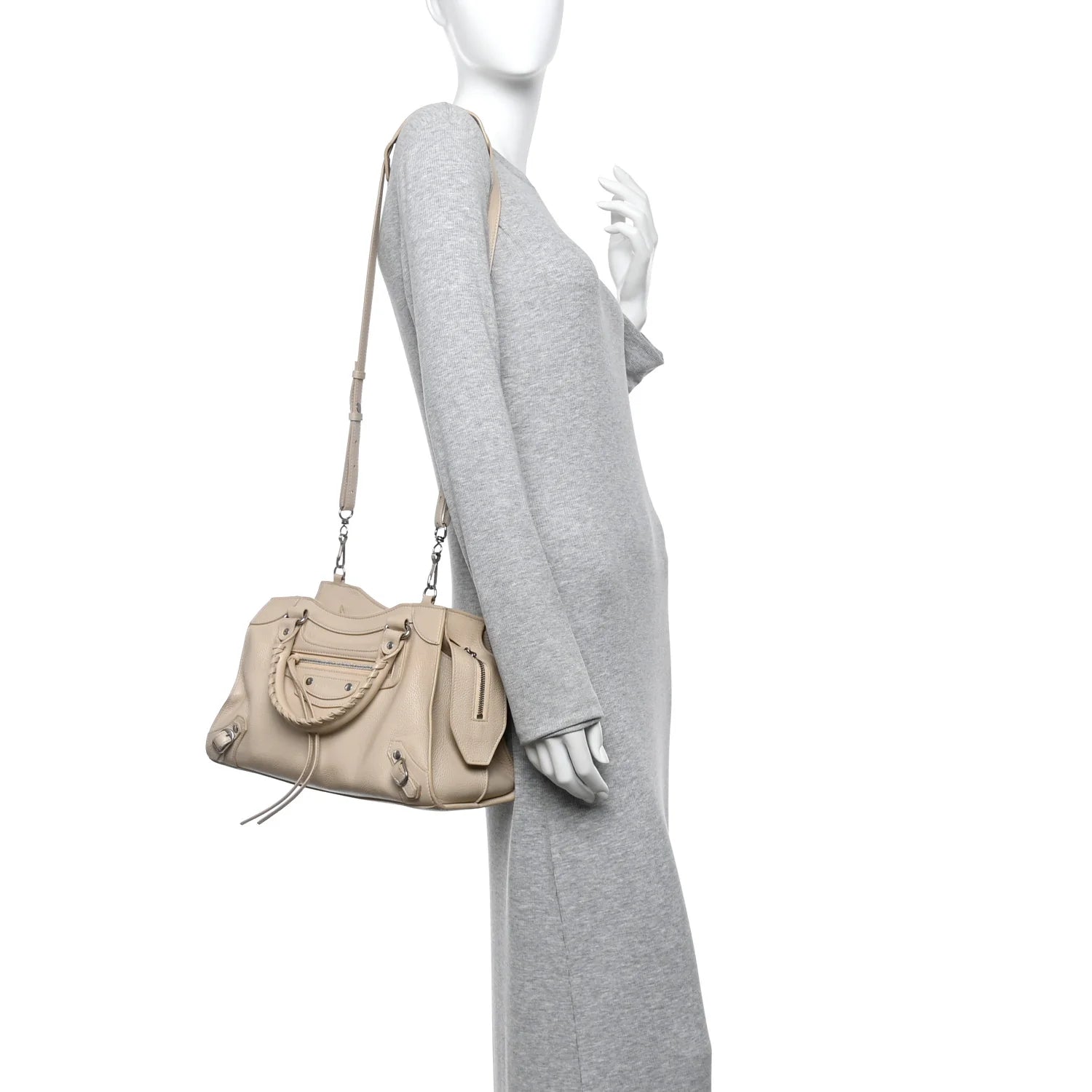 Grained Calfskin Neo Classic Silver Hardware S City Cream