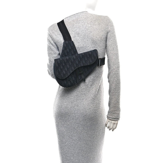 Oblique Mens Saddle Bag Black Blue