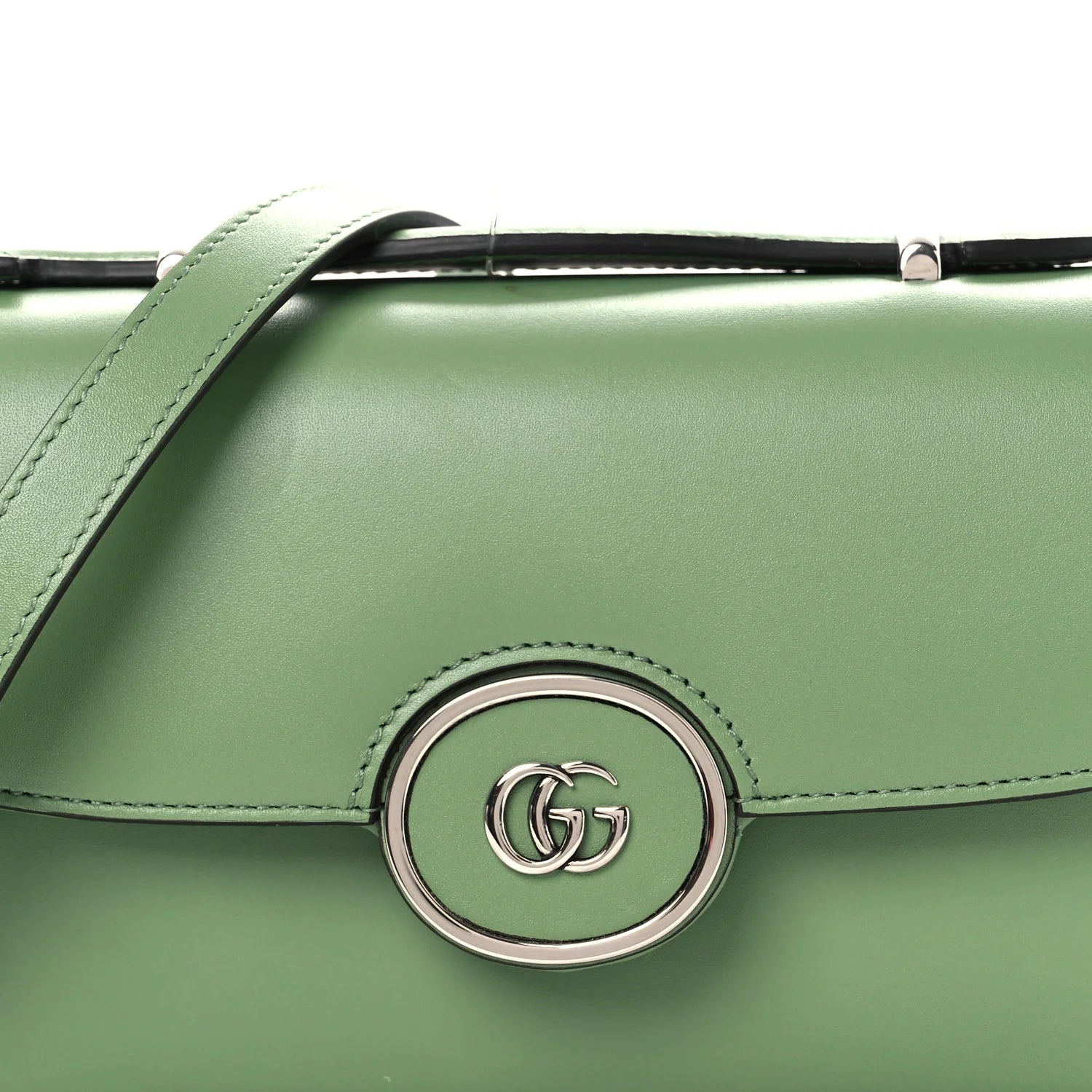 Senna Calfskin Petite GG Top Handle Shoulder Bag Green Soil Grass