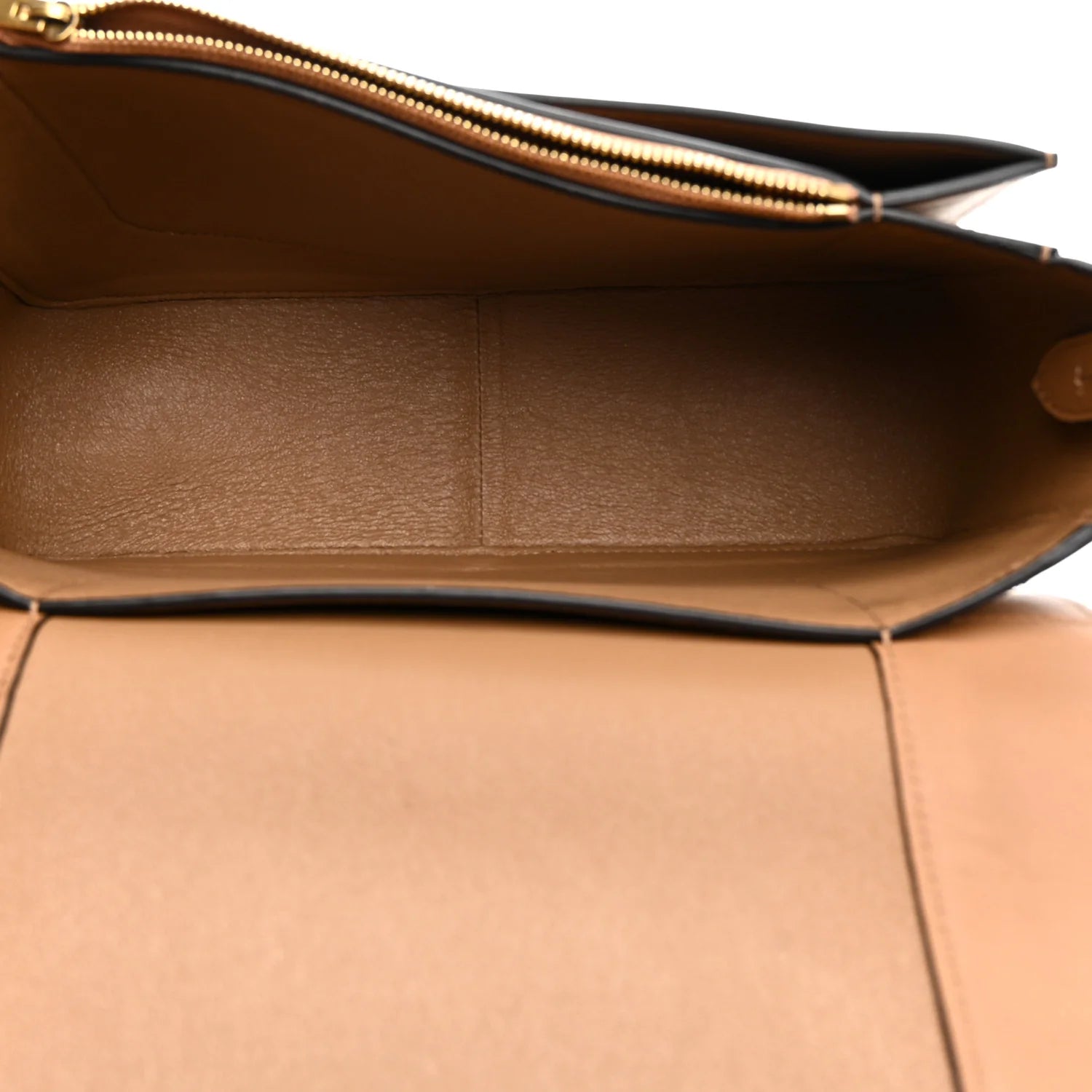 Shiny Smooth Calfskin Medium Frame Shoulder Bag Tan Optic White