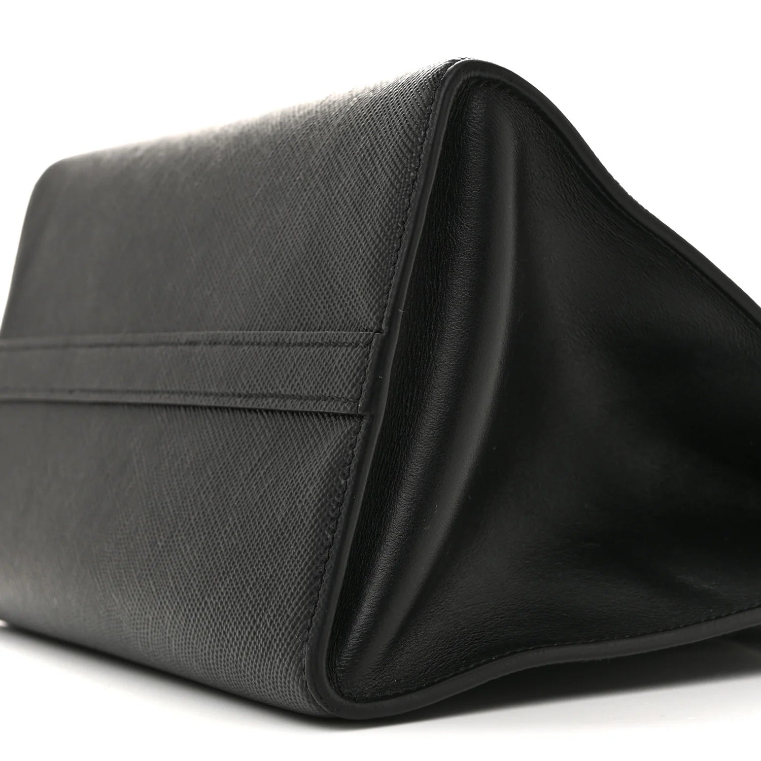 Saffiano Cuir Calfskin Small Monochrome Top Handle Tote Black