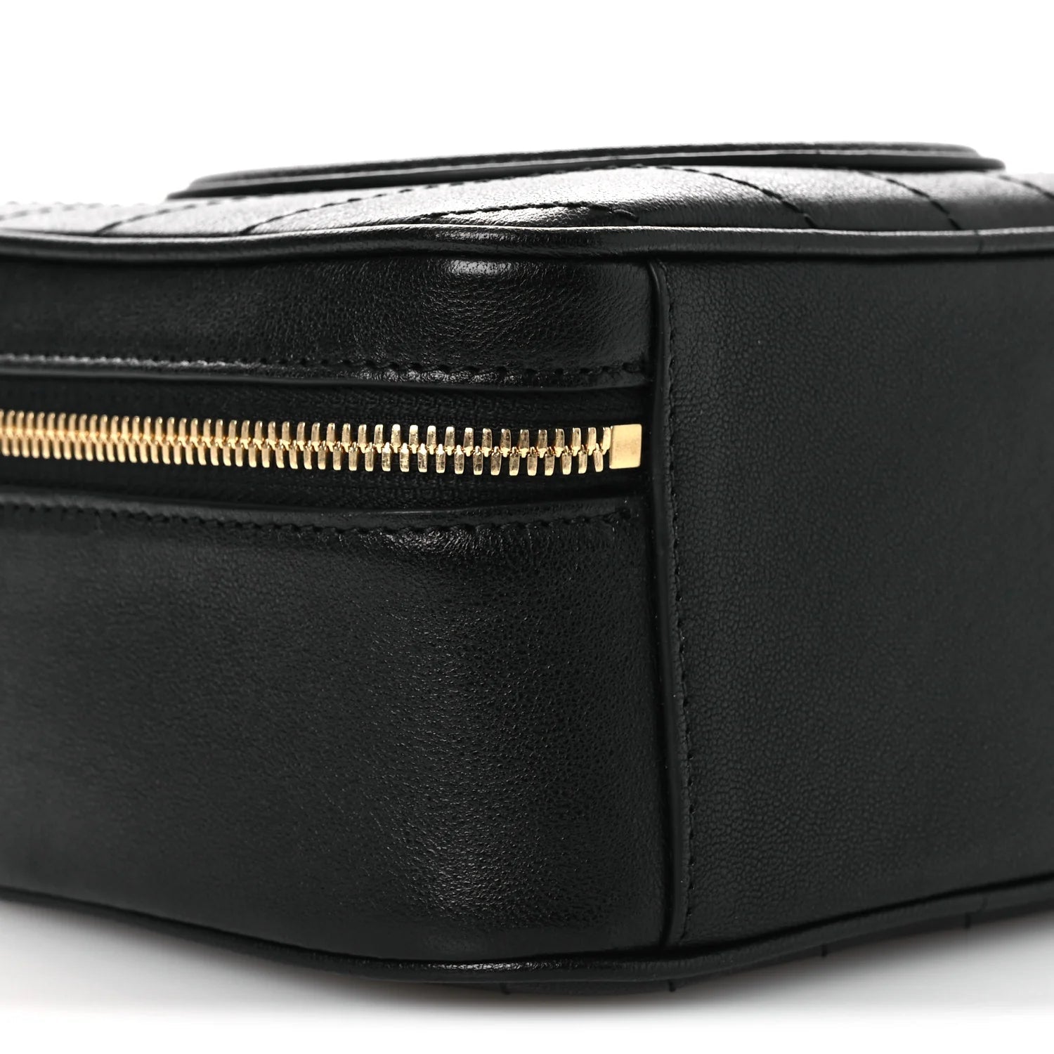 Sakai Be Green Calfskin Diagonal Stitched Blondie Top Handle Bag Black