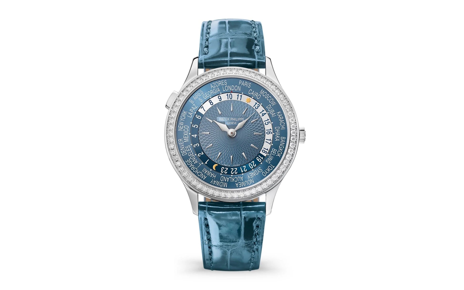 Women’S Complication World-Time, 18K White Gold Set with 89 Diamonds (~1.03 Ct.), 36Mm, Ref# 7130G-016