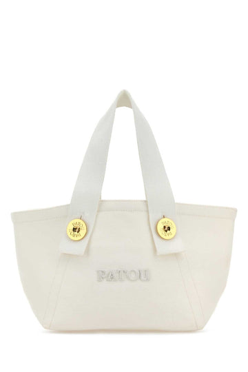 WHITE CANVAS TRAPEZE HANDBAG