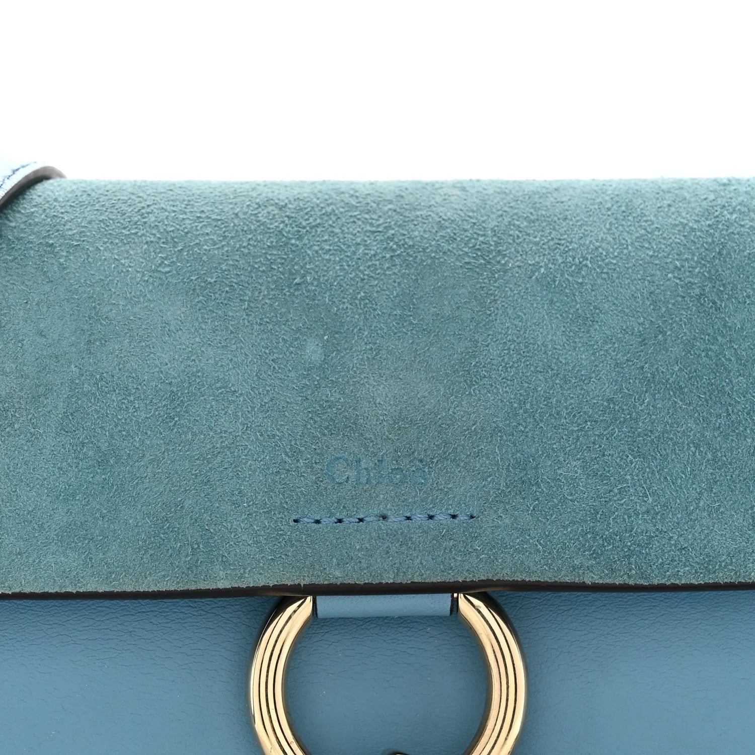 Suede Calfskin Faye Wallet on Strap Vinyl Blue