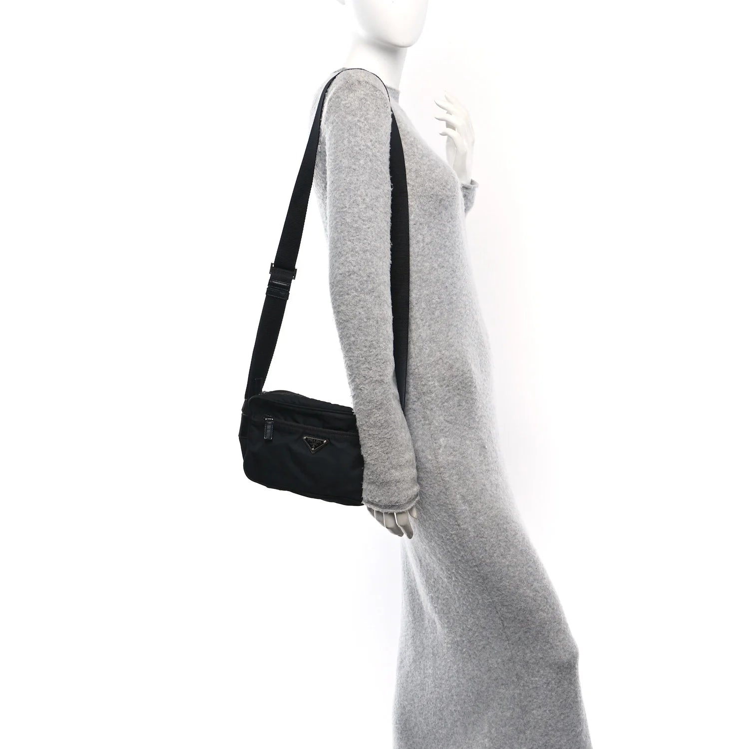 Tessuto Nylon Triangle Shoulder Bag Black
