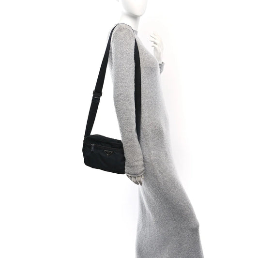 Tessuto Nylon Triangle Shoulder Bag Black