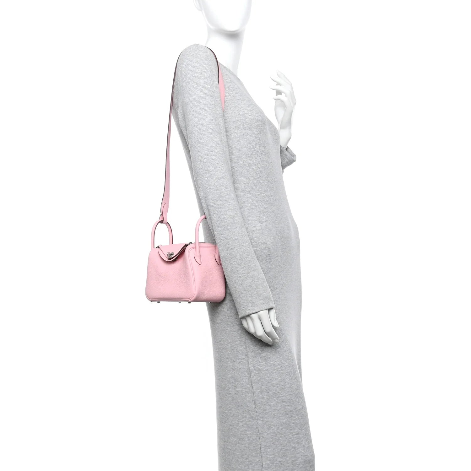 Taurillon Clemence Verso Mini Lindy 20 Rose Sakura Gris Perle