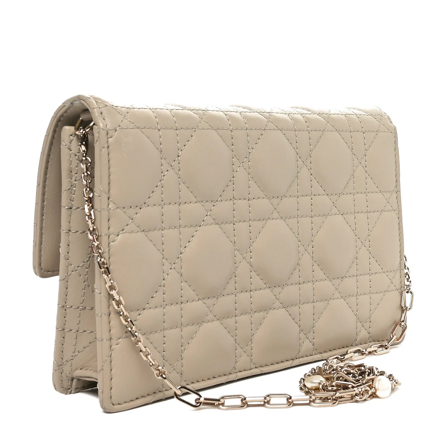 Lambskin Cannage Chain My Dior Daily Chain Pouch Beige