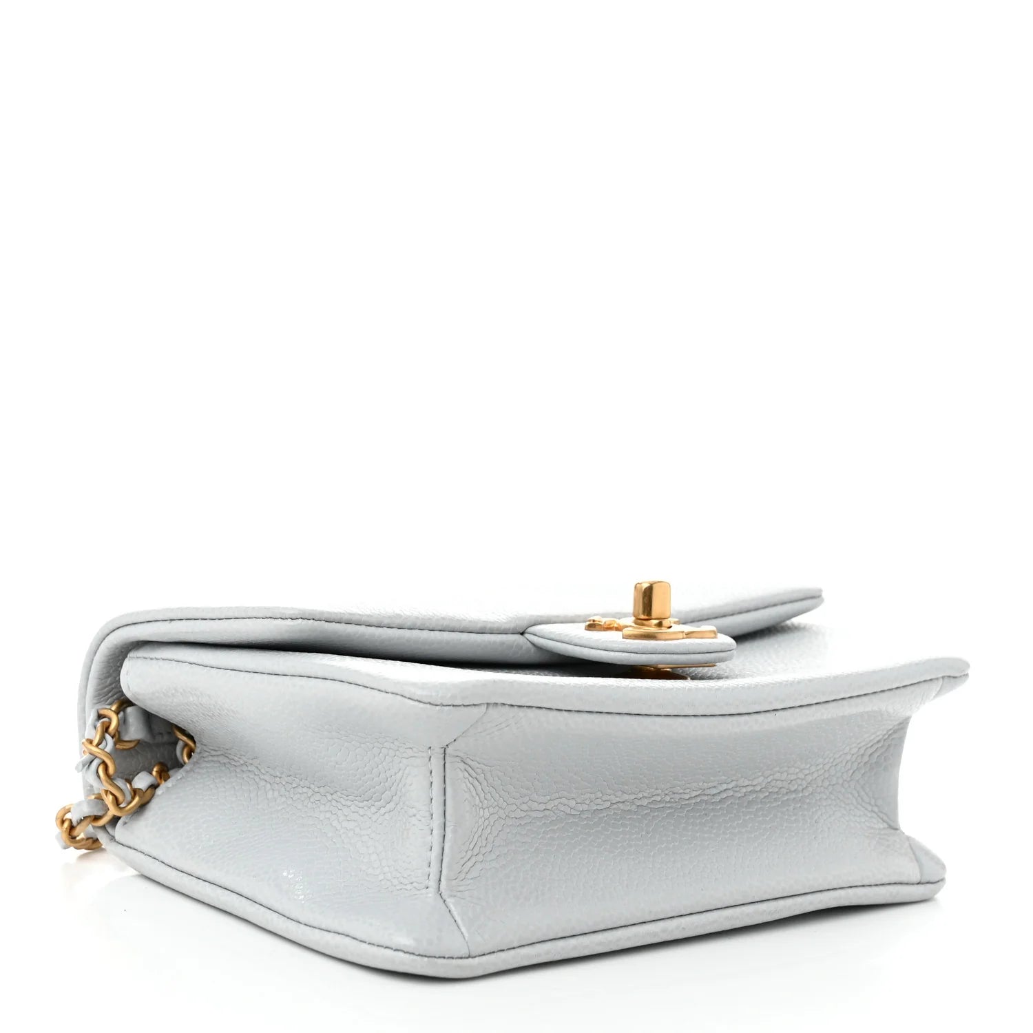 Shiny Caviar Mini Flap Bag Light Blue