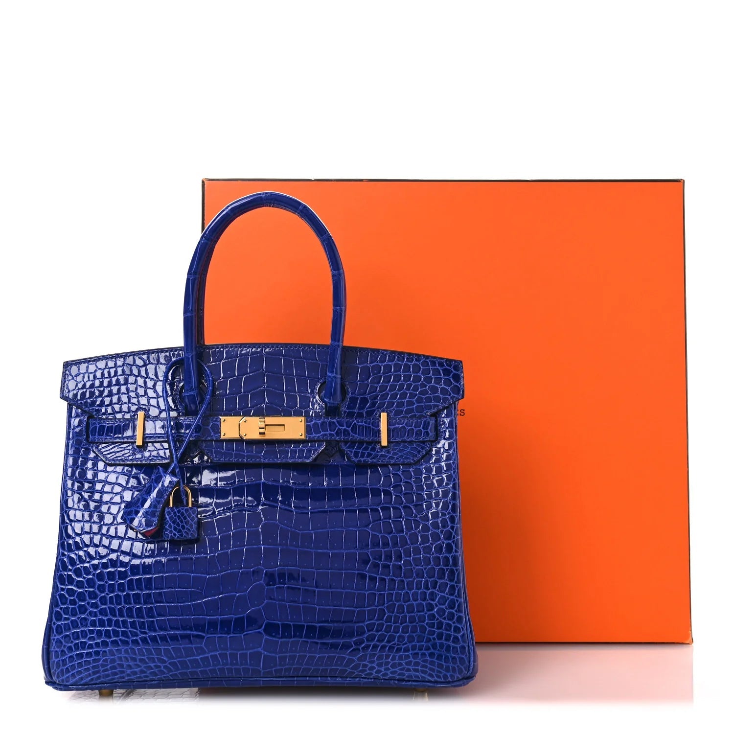 Shiny Porosus Crocodile Horseshoe Birkin 30 Bleu Electrique Magnolia