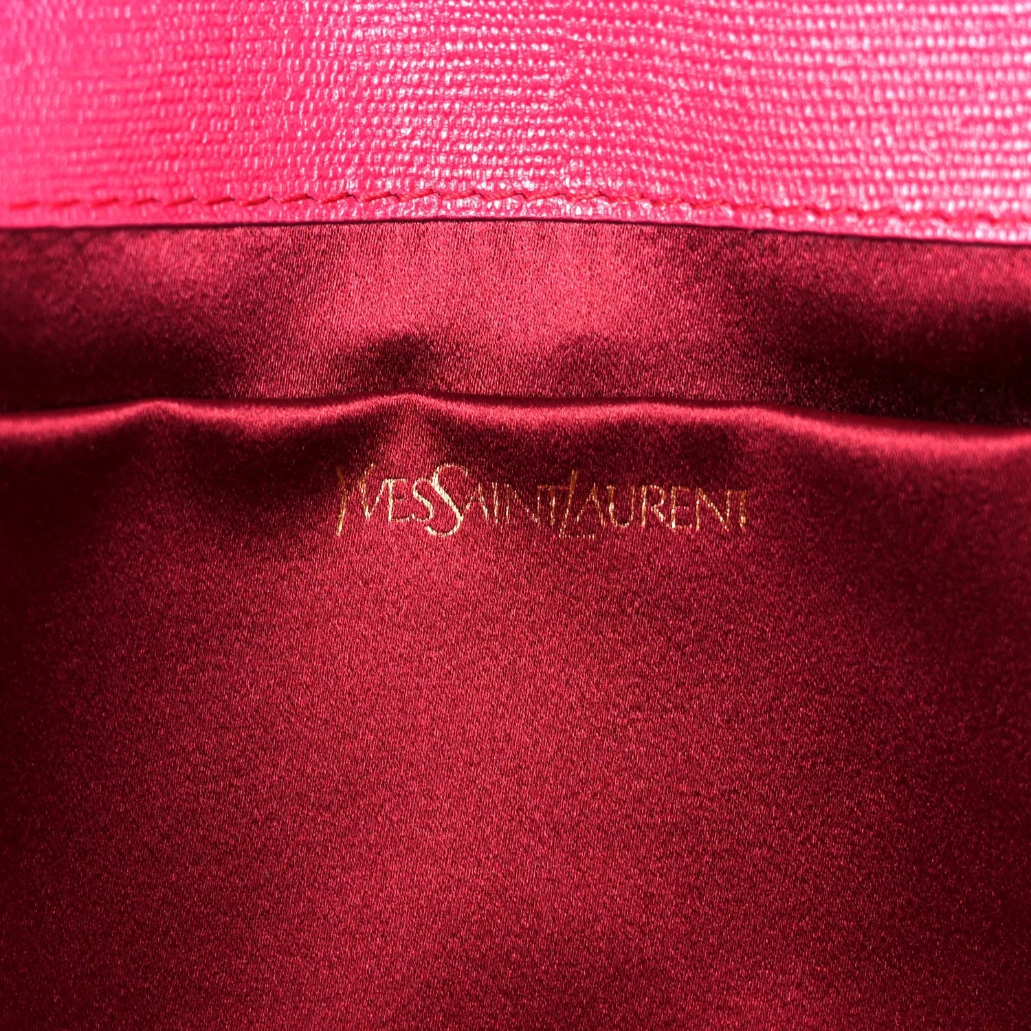 Textured Calfskin Y Ligne Clutch Fuchsia