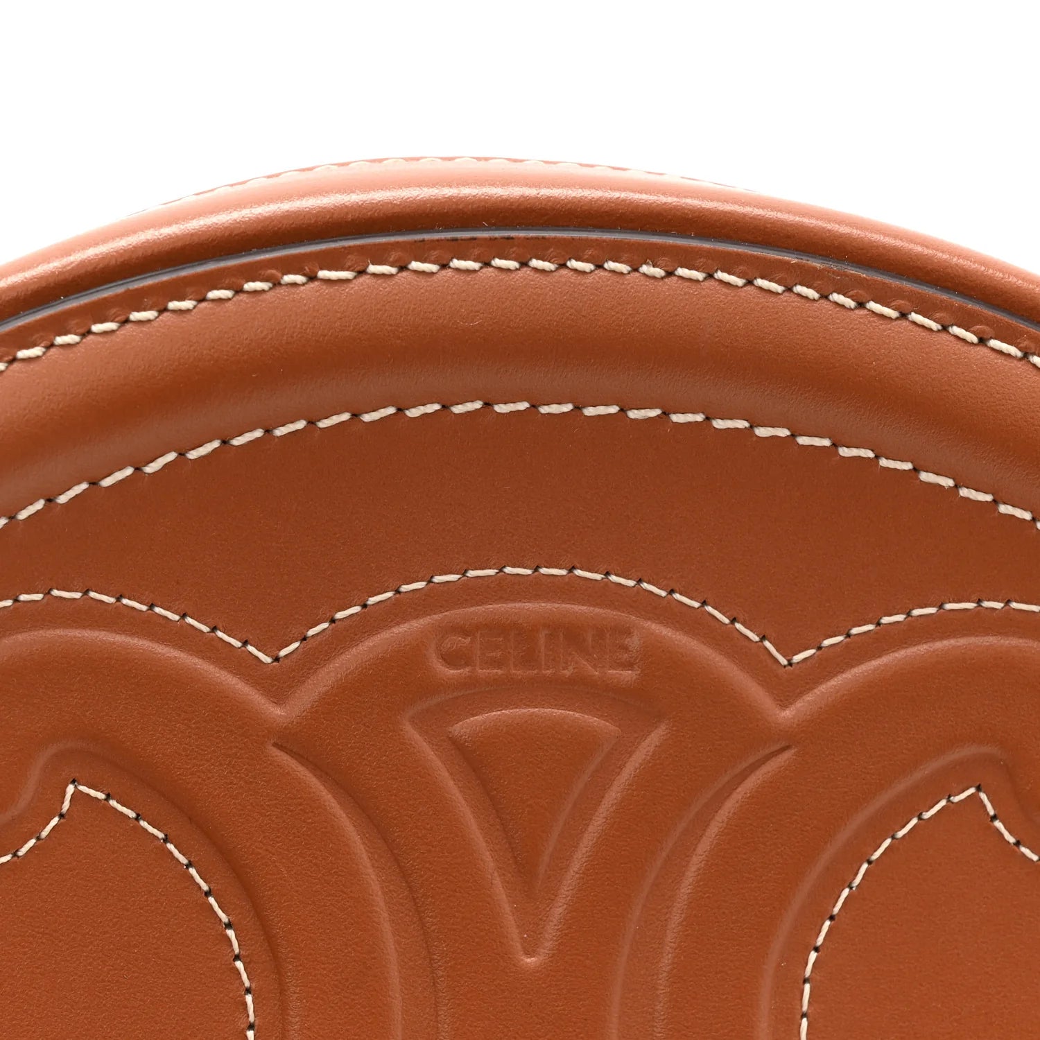 Smooth Calfskin Cuir Small Triomphe Oval Crossbody Purse Tan