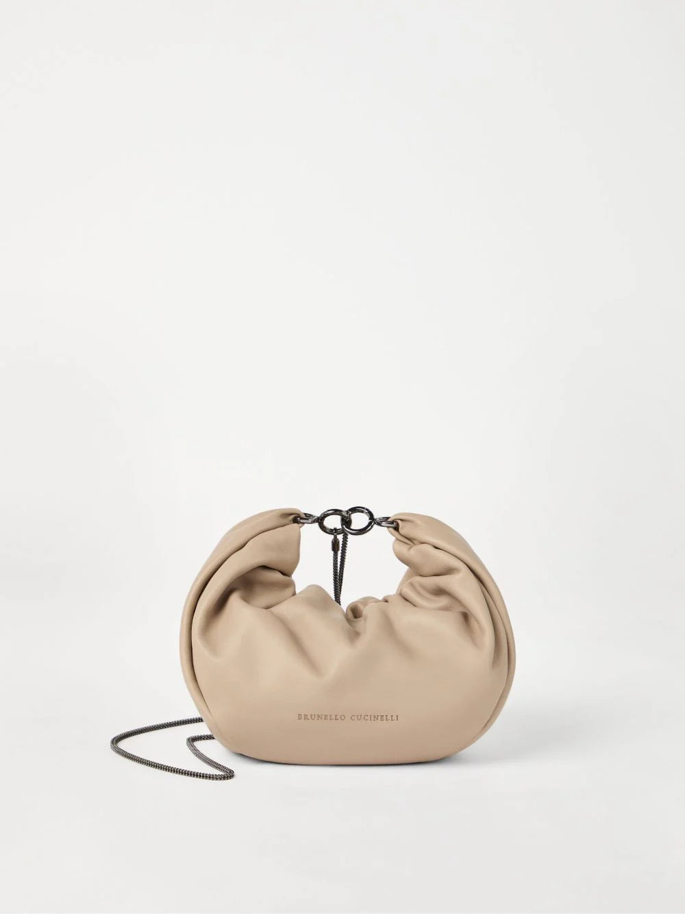 SOFT LEATHER BRIOCHE HOBO BAG with PRECIOUS CHAIN