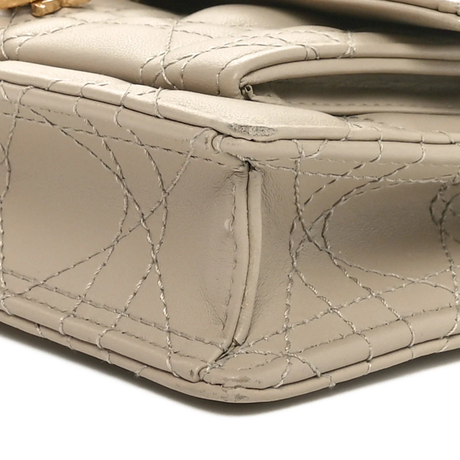 Lambskin Cannage Chain My Dior Daily Chain Pouch Beige