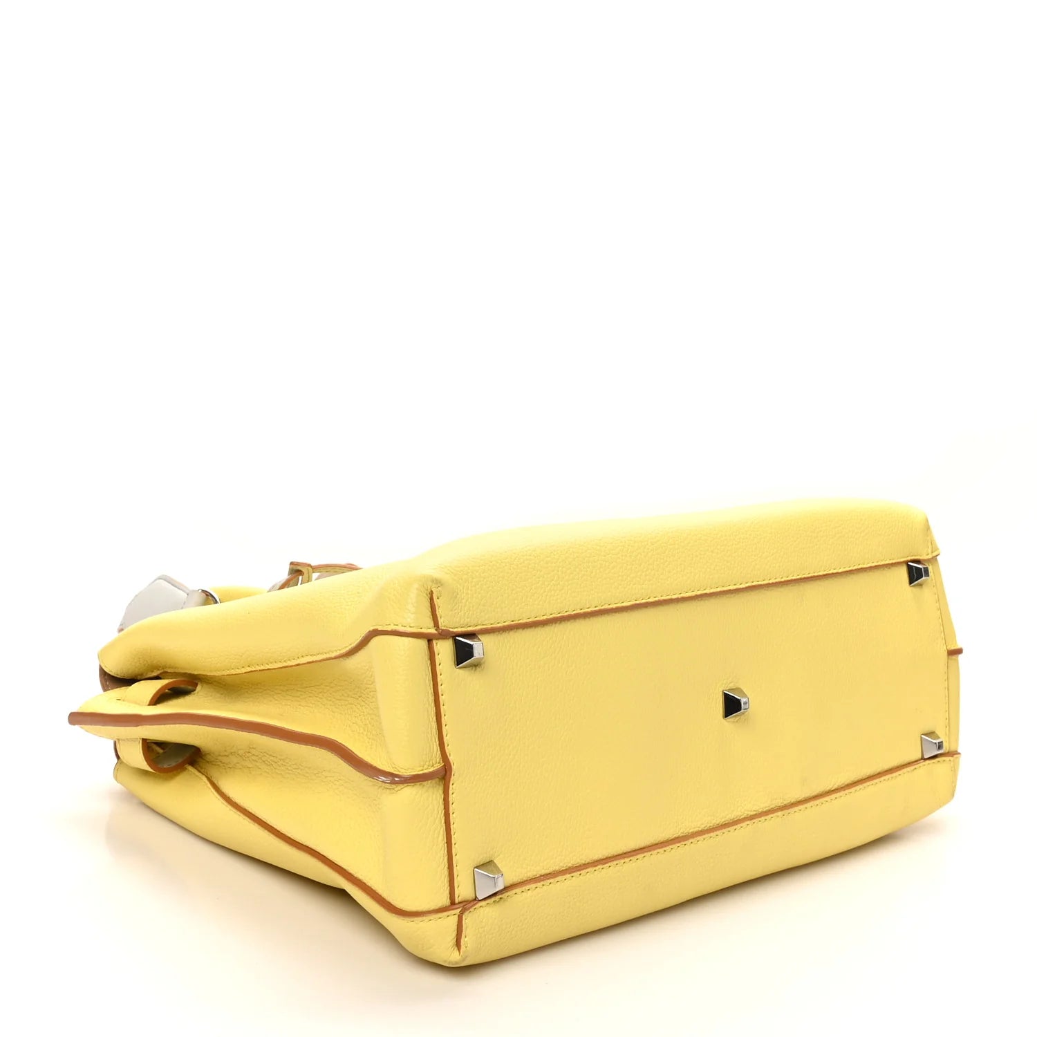 Grained Calfskin Medium Milla Tote Custard Yellow