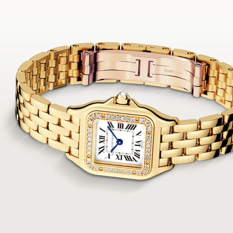 Unworn  Panthère De  Small, 18K Yellow Gold, Diamonds, 22Mm X 30Mm, Ref# WJPN0067, Box and Papers