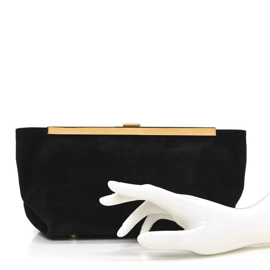 Suede Aimme Envelope Clutch Black