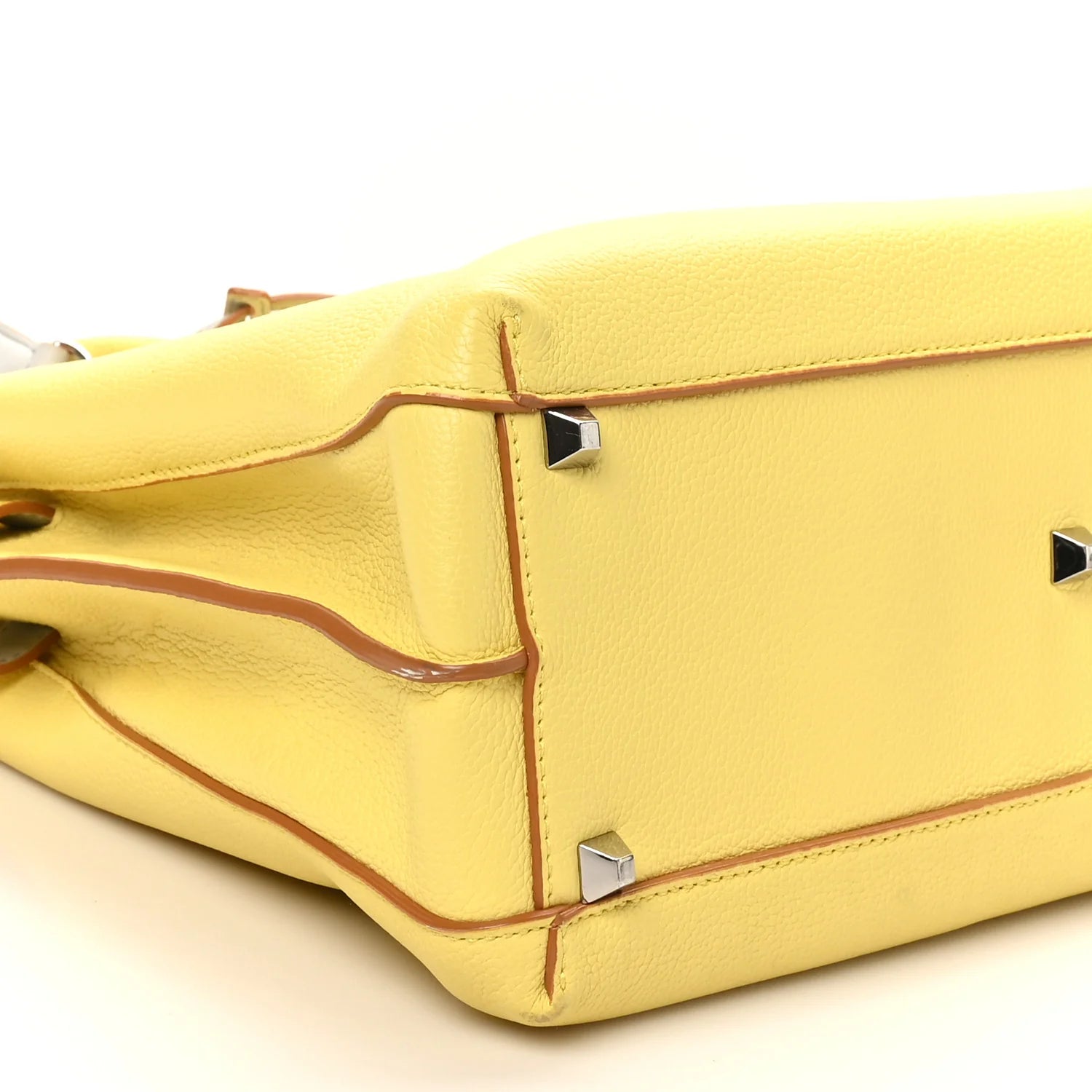 Grained Calfskin Medium Milla Tote Custard Yellow