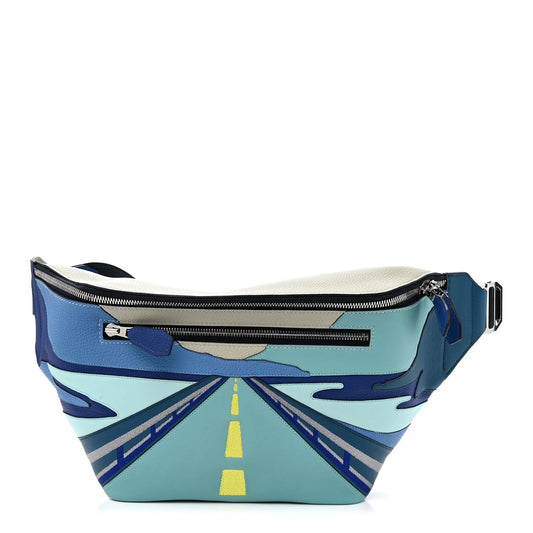 Togo Swift Endless Road Cityslide Belt Bag GM Gris Perle Bleu Electrique