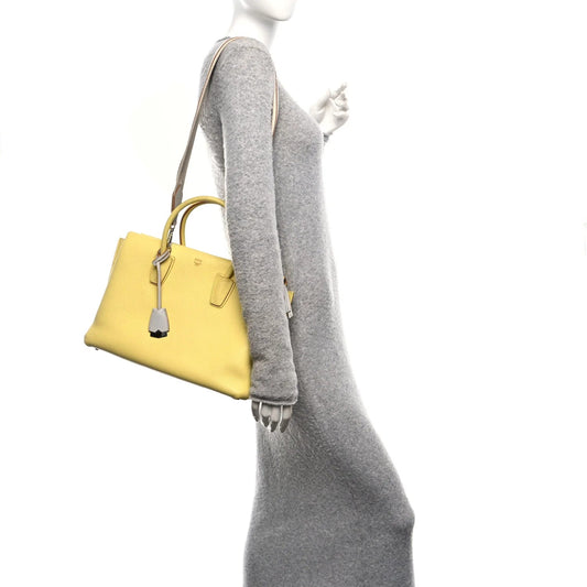 Grained Calfskin Medium Milla Tote Custard Yellow