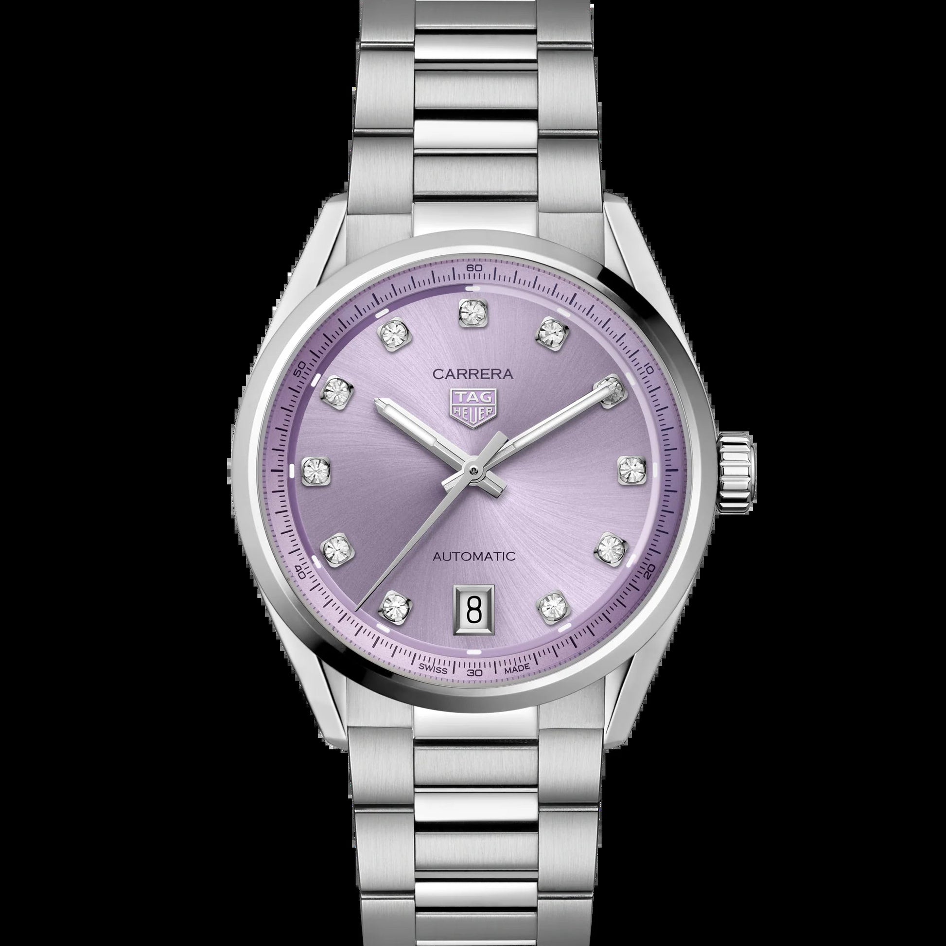 Unworn  Carrera Calibre 7 Date, Stainless Steel and Diamonds, 36Mm, Ref# WBN2319.BA0001, Box & Papers