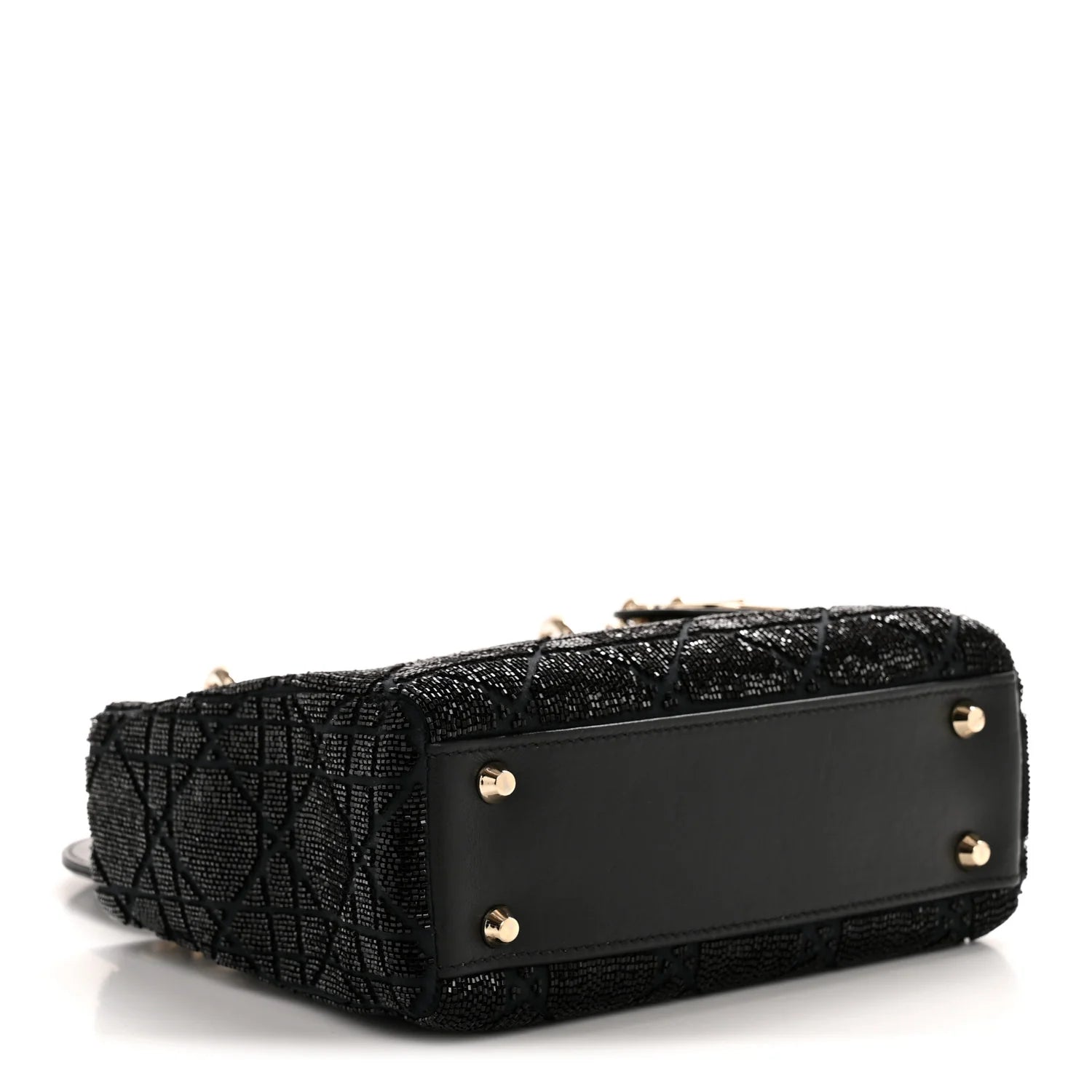 Lambskin Cannage Beaded Embroidery Mini Lady Dior Black