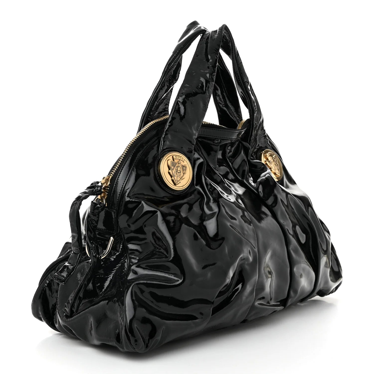 Patent Large Hysteria Top Handle Bag Black