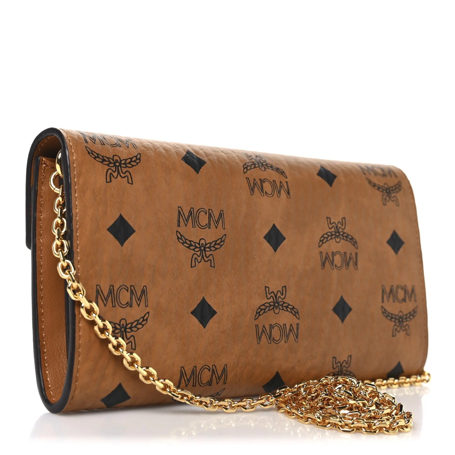 Visetos Large Patricia Wallet on Chain Cognac