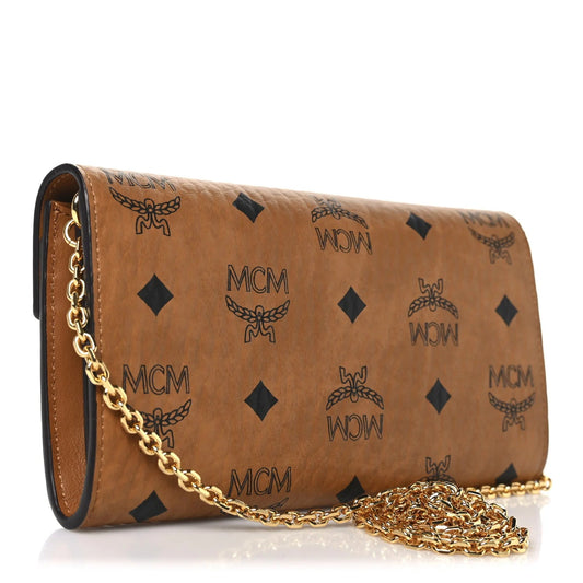 Visetos Large Patricia Wallet on Chain Cognac