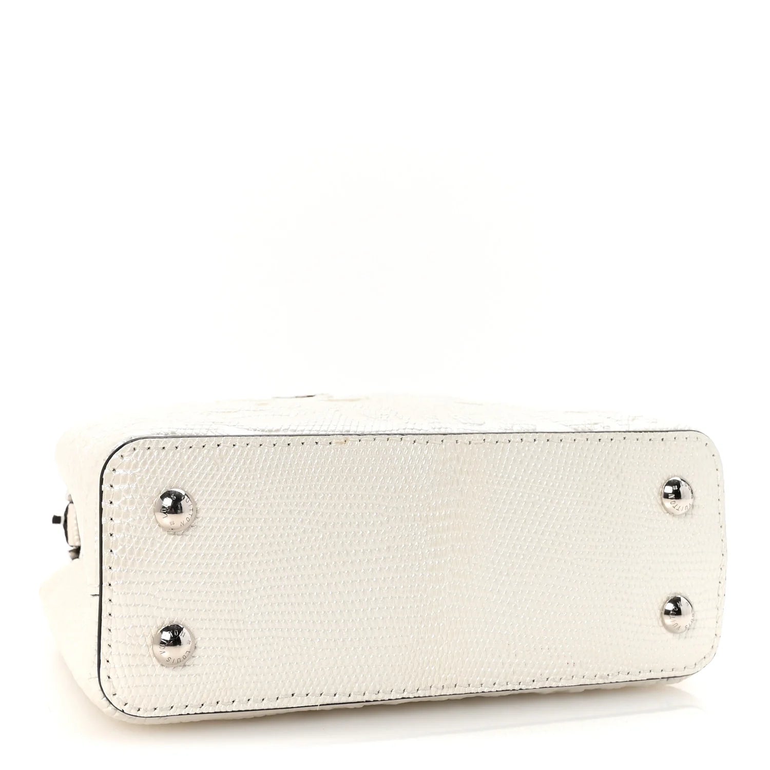 Lizard Baroque Embossed Capucines Mini Ivory Sparkle