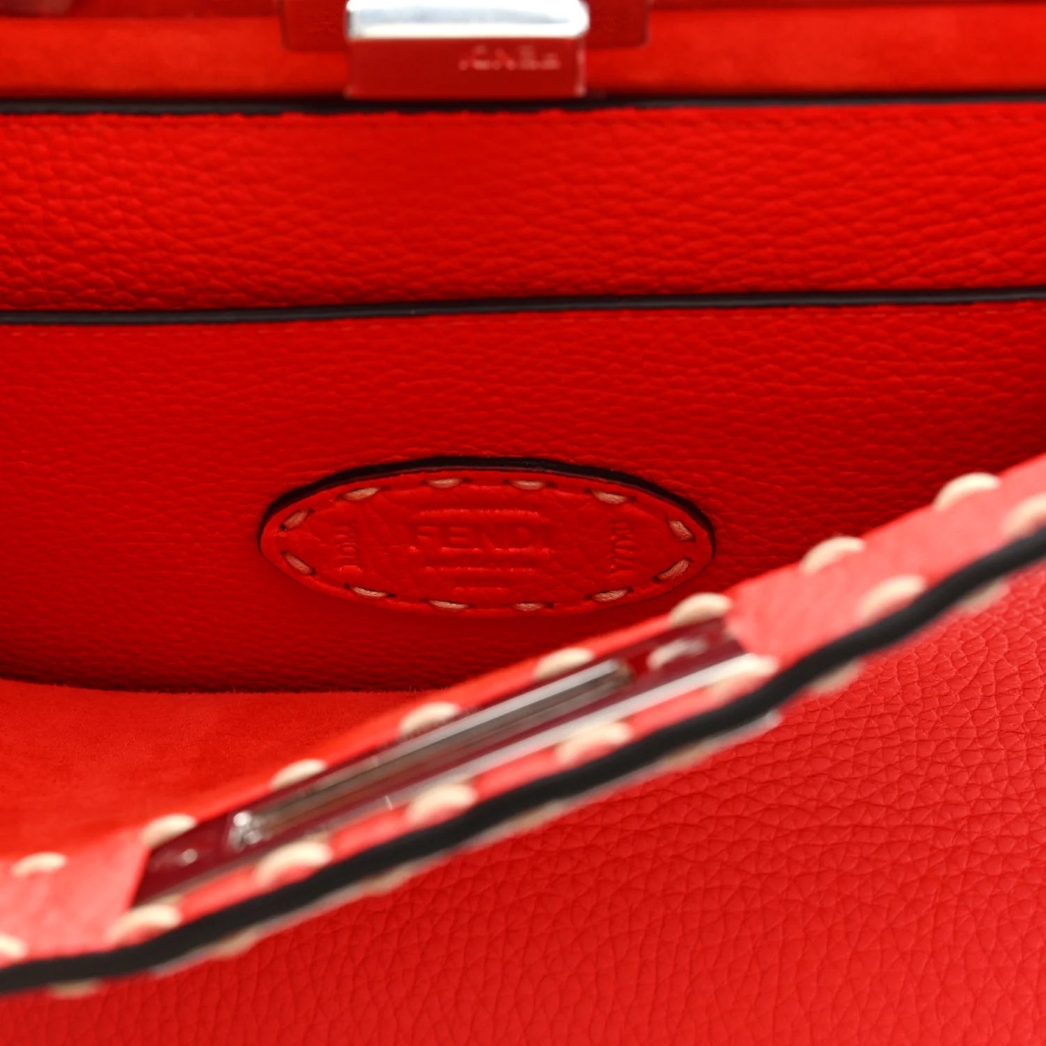 Vitello Granato Camoscio Selleria Macro Stitchings Medium Peekaboo I SEE U Satchel Tullipano