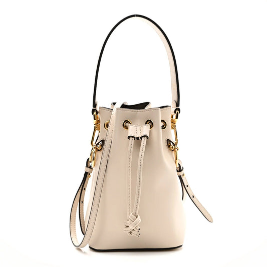 Vitello Cruise F Is  Mini Mon Tresor Bucket Bag White Ice
