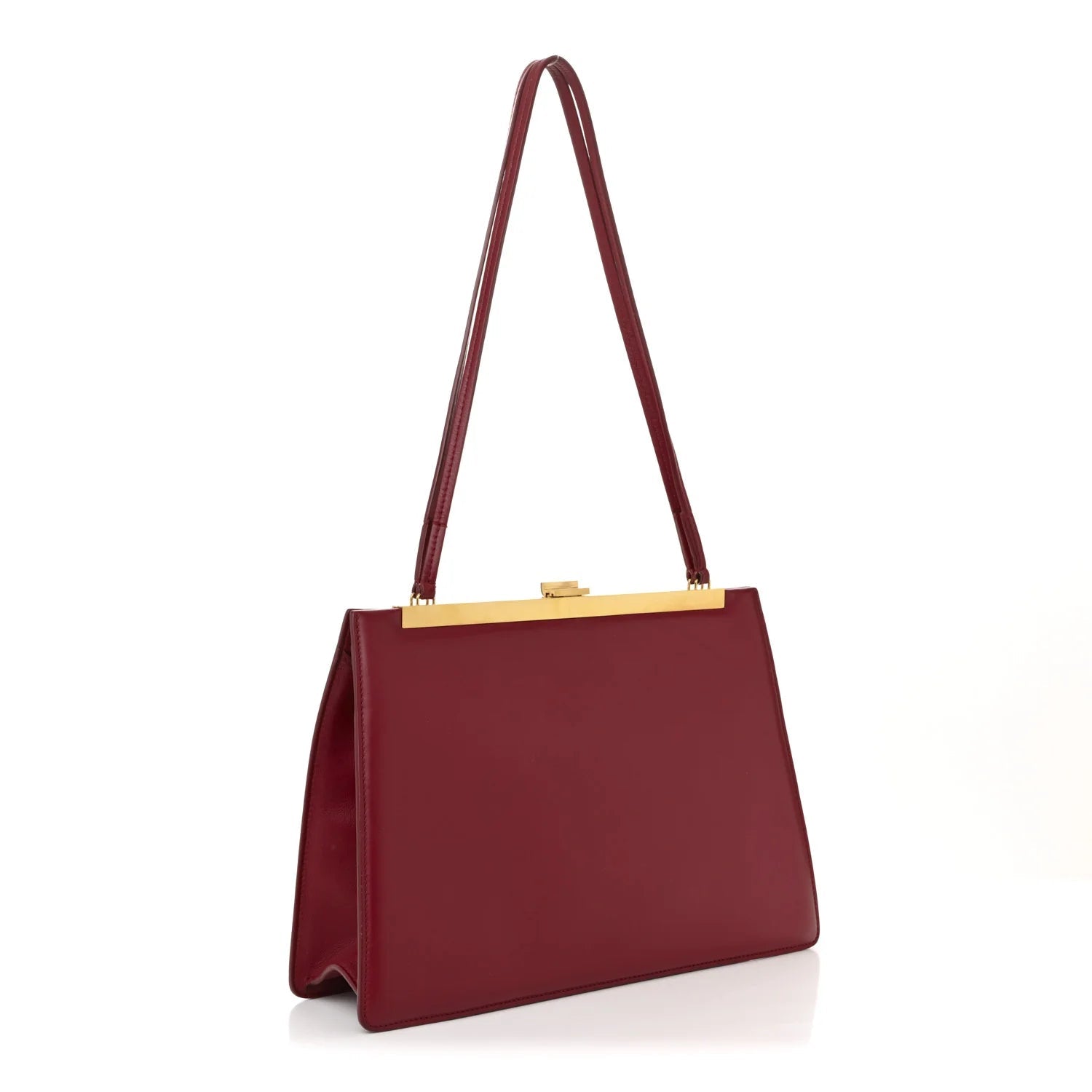 Patina Box Calfskin Medium Clasp Bag Scarlet